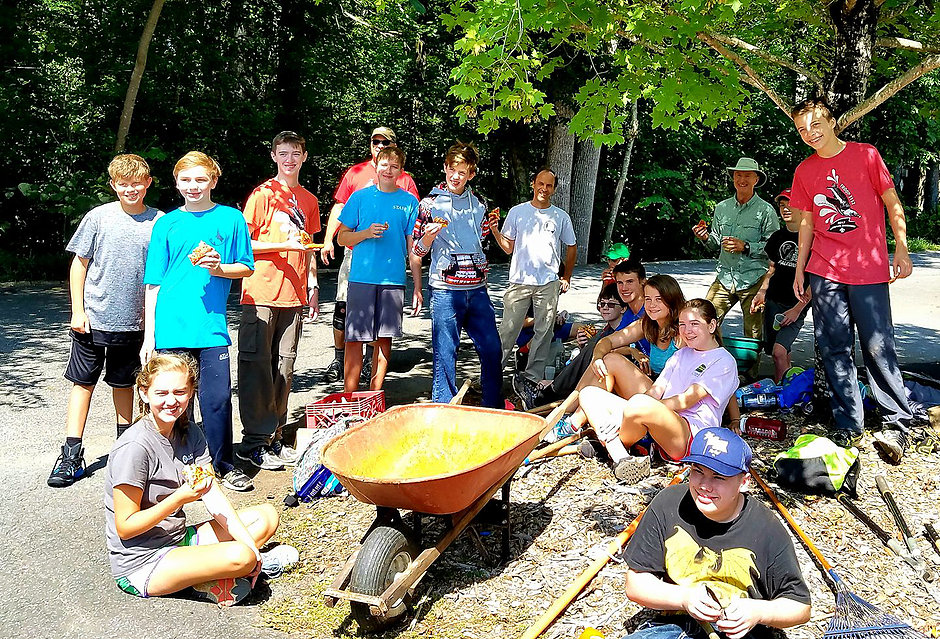 Lunch break at a service project to refurbish the front area of High Point Episcopal Community Church